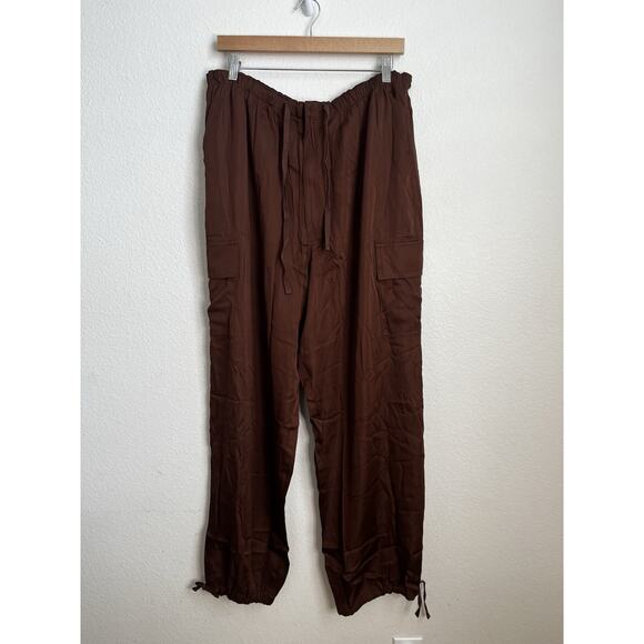 Victoria's Secret PINK Chocolate Kiss Brown Satin Parachute Trousers- XL - Picture 4 of 12